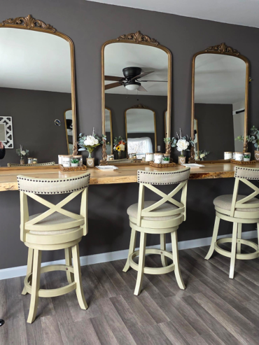 bridal suite vanity mirrors styling area