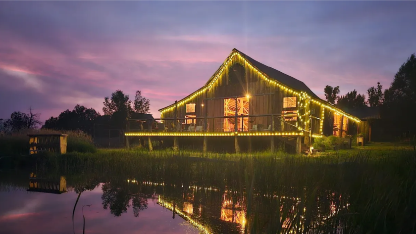 historic barn night view