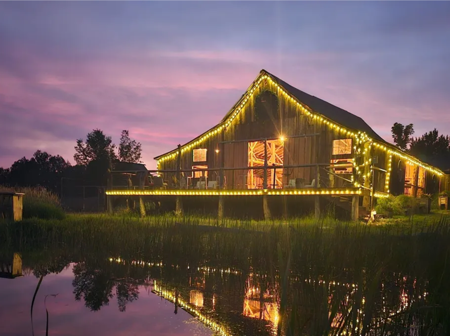 historic barn night view