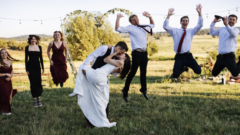 wedding party celebration three willows ranch